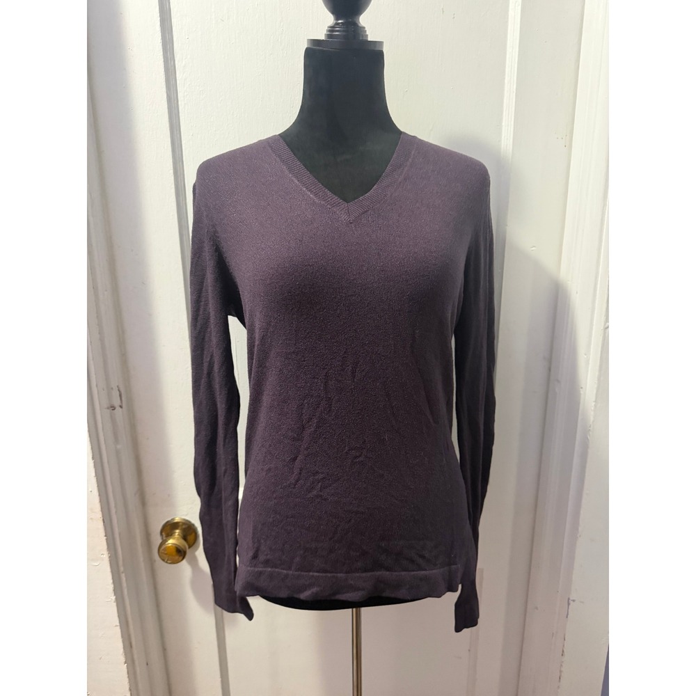 Express Womens Purple Stretch Knit V-Neck Long Sleeve Sweater Size Medium